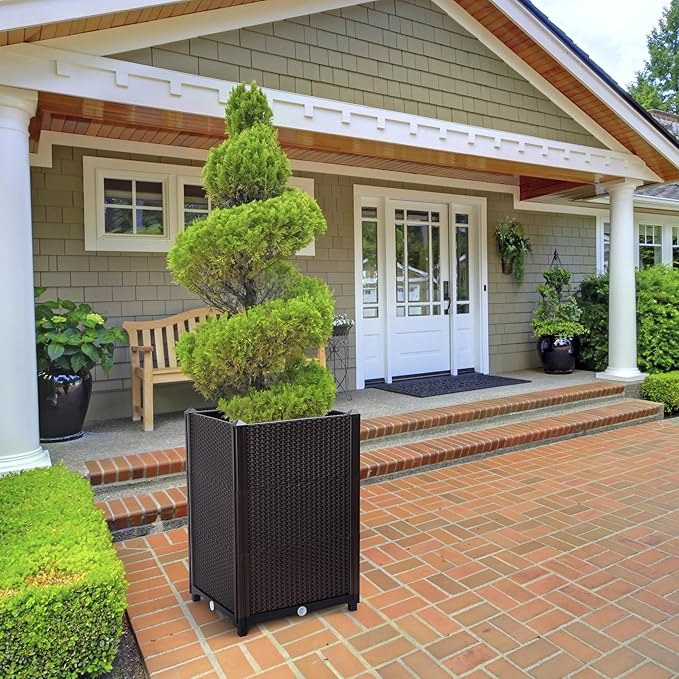 D'vine Dev Raised Patio Planter Box - Elevated Planter with Drainage Plug Raised Garden Beds for Growing Flowers, Herbs, Vegetables - Outdoor Standing Gardening Kit, Set of 3, RGB-D-3