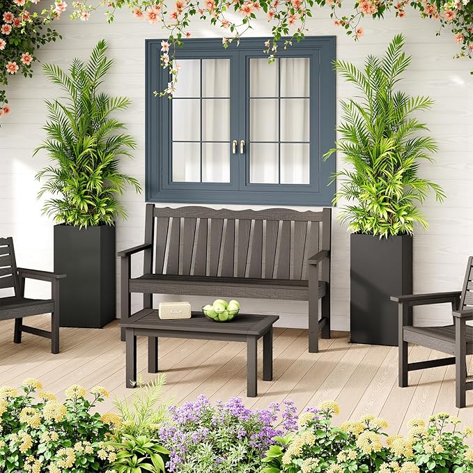 LAHAAP Set of 4 Planter Box Outdoor 30" H x 14.4" W x 13.6" D- Tall Planters for Outdoor Patio/Porch, All-Weather with Anti-Dumping Kit, Durable Galvanized Steel, Modern Design for Plants, Flower