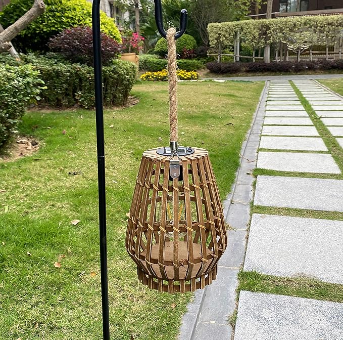 Solar Lanterns Outdoor Waterproof,Large Woven Hanging Pendant Lights with Hook Bamboo Outdoor Solar Chandelier for Gazebo,Garden,Yard,Patio,Porch,Trees,Lawn,Balcony Decorations