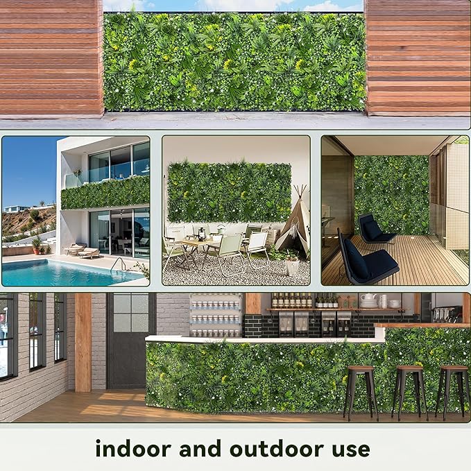 DOPGIB Artificial Grass Wall Boxwood Roll: 40"x120" UV Resistant Green Leaves Faux for Interior Wall Backdrop,Garden and Indoor Outdoor Wall&Fence Covering Privacy, Party Wall Fence Decor