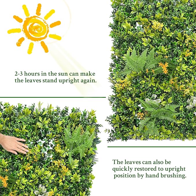 ODTORY Artificial Boxwood Hedges Panels Roll:40'' x 120'' UV-Anti Faux Greennery Grass Wall Privacy Backdrop Fence Screen for Garden Fence Covering Privacy, Outdoor Indoor Home Decor