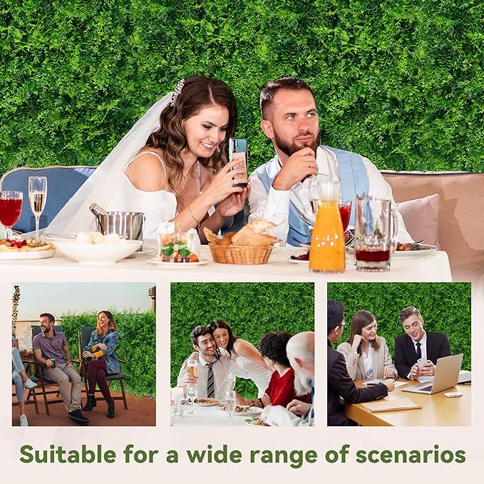 DOPGIB Greenery Faux Grass Wall Backdrop: 48"x120" (40 SQFT) UV-Anti Artificial Green Boxwood Panel for Patio Balcony Privacy & Ivy Fence Covering Privacy, Garden, Backyard Wall Backdrop Decor