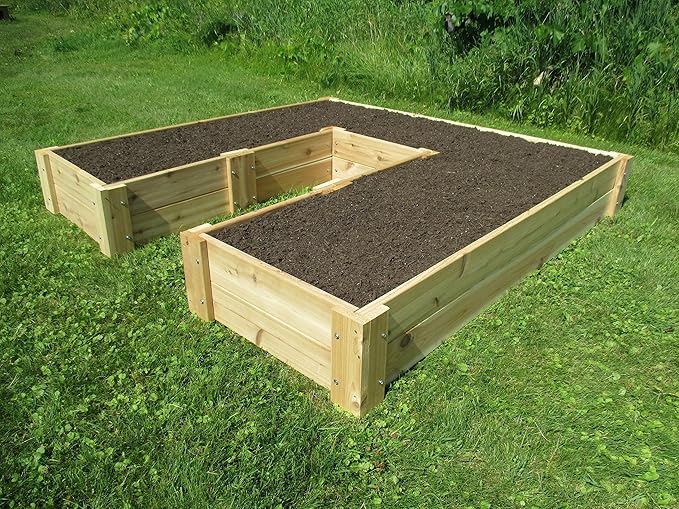 U-Shaped Cedar Raised Garden Bed 6 ft x 6 ft - Made in USA, Long-Lasting, 1" Thick North American Cedar That is Smooth on All 4 Sides