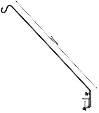 AshmanOnline Ashman Deck Hook (2 Pack, 49-Inch Deck Hook), Double Forged Solid Metal Single Piece Rod, Ideal for Bird Feeders, Plant Hangers, Coconut Shell Hanging Baskets, and Lanterns.