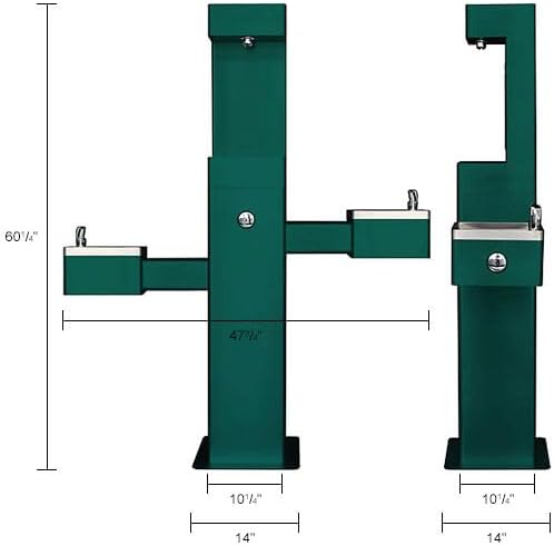 Global Industrial Outdoor Bottle Filling Station & Bi-Level Drinking Fountain, Green Powder Coat