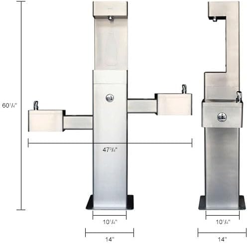 Global Industrial Outdoor Bottle Filling Station & Bi-Level Drinking Fountain, Stainless Steel