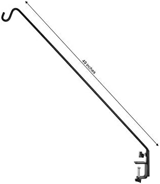 AshmanOnline Ashman Deck Hook (1 Pack, 49-Inch Deck Hook), Double Forged Solid Metal Single Piece Rod, Ideal for Bird Feeders, Plant Hangers, Coconut Shell Hanging Baskets, and Lanterns.