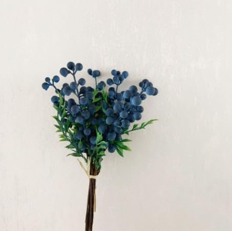 Artificial Blueberry Stems with Berries, Blue Christmas Fruit Decor, DIY Floral Arrangement, Artificial Plants Flowers (Multicolor)