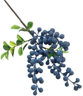 Artificial Blueberry Stems with Berries, Blue Christmas Fruit Decor, DIY Floral Arrangement, Artificial Plants Flowers (Green)