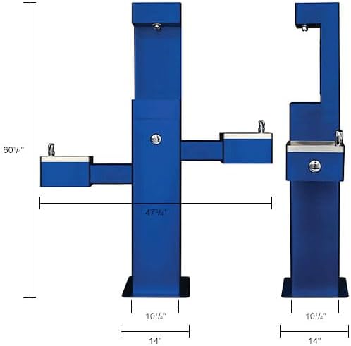 Global Industrial Outdoor Bottle Filling Station & Bi-Level Drinking Fountain, Blue Powder Coat