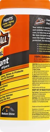 Armor All Original Protectant Wipes,Car Interior Cleaner Wipes with UV Protection to Fight Cracking & Fading,30 Count (Pack of 4)