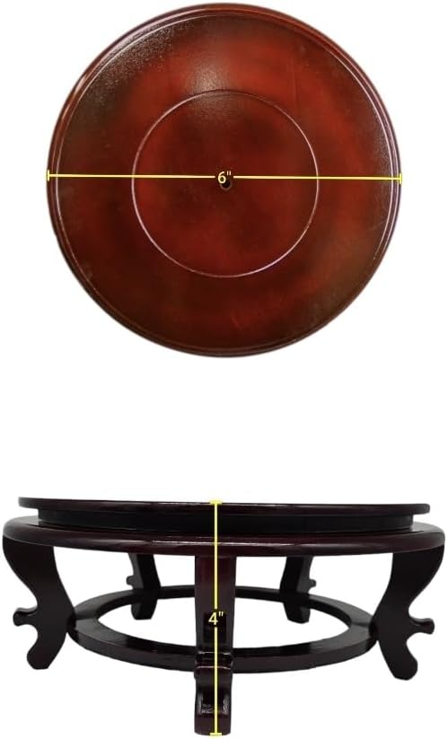 6" Wooden Rosewood Fishbowl Display Vase Stand Plant Pot Display Stand