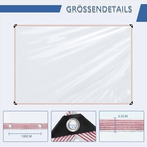 Clear Tarp Waterproof with Grommets 8x10ft-2Piece,Transparent Tarpaulin Large (Small),Heavy Duty PVC Vinyl Tarps Cover for Outdoor/Camping/Plant/Garden/Chicken Coop