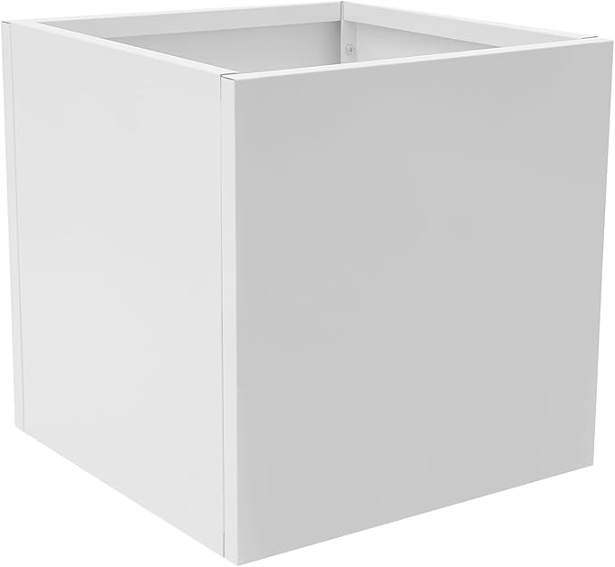 Steel Planter Box Metal Square Indoor Outdoor Planter Box for Outdoor Plants Large Planters Cube Heavy Duty Flower Pot Commercial Residential for Home Garden Deck Porch Patio (White, 24 x 24 x 24 in)