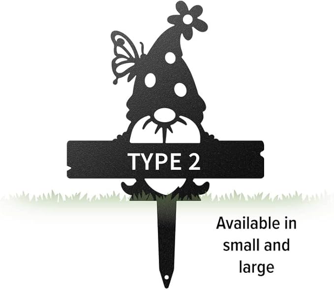 RealSteel Customizable Gnome Seed & Plant Markers – Durable Metal Garden Stakes for Herbs, Fruits & Vegetables – Weatherproof Tags for Farmhouse & Greenhouse Décor (Type 2, Small)