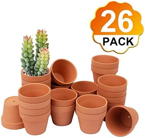 BLQH [26 Pack] 4" Terracotta Planter Pots with Drainage Hole - Clay, Ceramic, Cactus, Flower & Succulent Nursery Pots for Garden