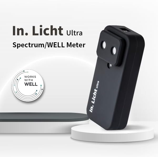 In.Licht Ultra Well Certified Human-Centric Handheld Health Light Meter – Measures EML, CS, CCT, LUX, CRI, Rf & Rg, Flicker Index | Lightweight Lux Meter & Spectrometer for Light Designers (Black)