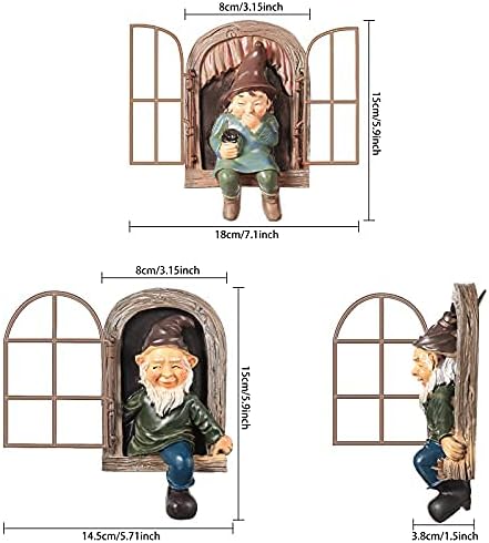 Jetec 2 Pcs Gnome Statue Christmas Elf Out The Door Tree Hugger Garden Yard Peeker Art Xmas Tree Sculpture Gnome Decoration Outdoor for Xmas Gifts Patio Yard Lawn Porch Ornament(Fresh Style)