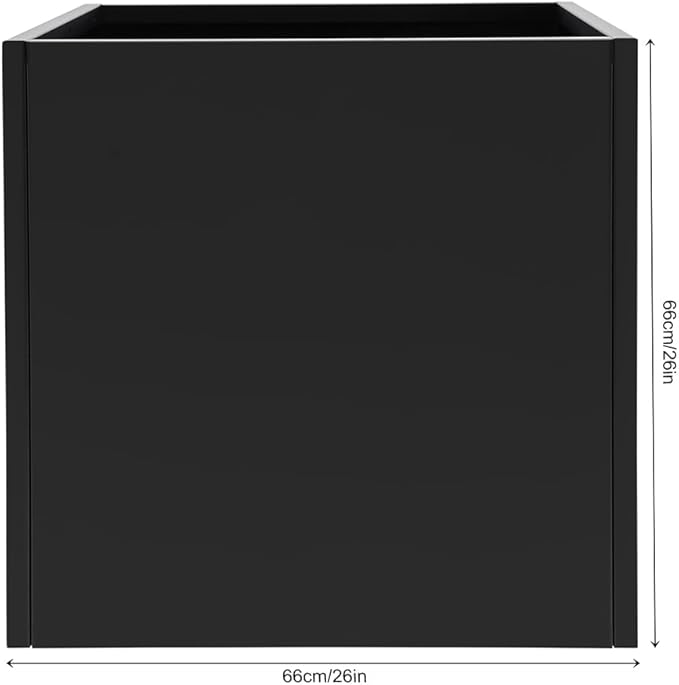 Steel Planter Box Metal Square Indoor Outdoor Planter Box for Outdoor Plants Large Planters Cube Heavy Duty Flower Pot Commercial Residential for Home Garden Deck Porch Patio (Black, 26 x 26 x 26 in)