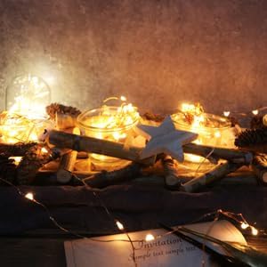 6-Pack 7Ft Starry String Lights No Remote Fairy String Lights 20 Micro Starry LEDs On Copper Wire CR2032 Batteries Included,For Wedding Centerpiece,Party,Christmas Table Decor(Copper Warm White)