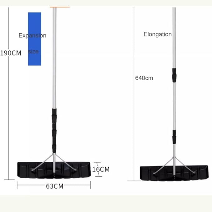 Telescopic Roof Snow Rake with Shovel Blade, Adjustable 2–6.4m Aluminum Pole, Support Frame & Screw Accessories, Long Reach Snow Removal Tool for Roof Clearing, Prevent Snow Buildup