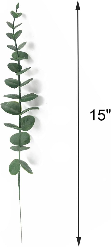 Tinsow 10 PCS Real Touch Leaf Artificial Eucalyptus Stem Faux Eucalyptuses Wedding Bouquet Centerpiece Home Decor (Green, 10)