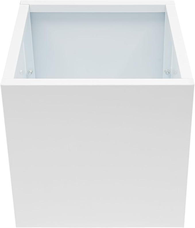 Steel Planter Box Metal Square Indoor Outdoor Planter Box for Outdoor Plants Large Planters Cube Heavy Duty Flower Pot Commercial Residential for Home Garden Deck Porch Patio (White, 17 x 17 x 18 in)