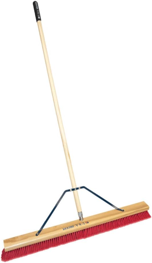4-Pack - 24" Soft Sweep Indoor Push Broom with 60" Handle. Ideal for Epoxy & Polished Floors. Durable American Made Steel Brackets-Stainless Steel Hardware. No Plastic. 100% USA Made