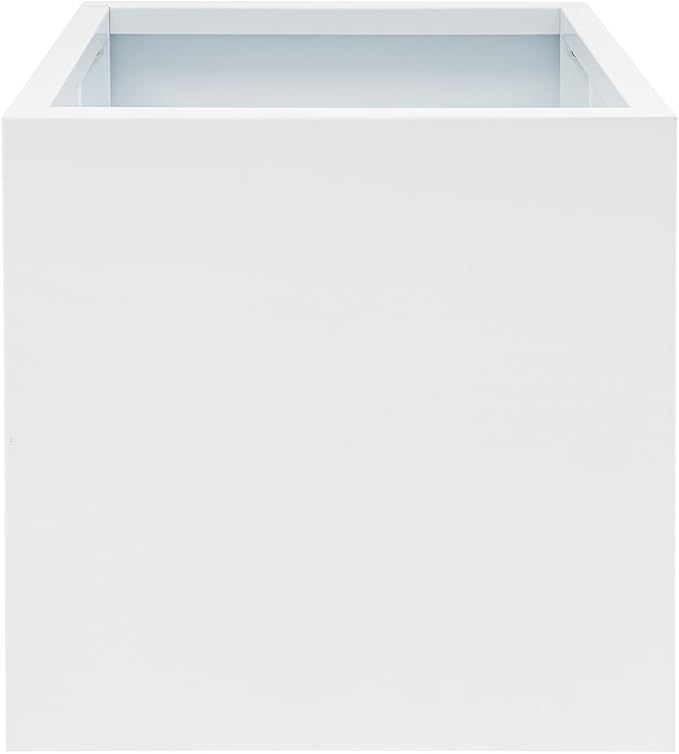 Steel Planter Box, 17" x 17" x 18" Square Planter Metal Box Tall Planters Heavy Duty Plant Boxes for Indoor Outdoor Tall Plants, Flowers or Shrubs (White, 17" x 17" x 18")