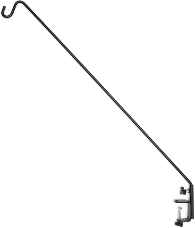 AshmanOnline Ashman Deck Hook (1 Pack, 49-Inch Deck Hook), Double Forged Solid Metal Single Piece Rod, Ideal for Bird Feeders, Plant Hangers, Coconut Shell Hanging Baskets, and Lanterns.