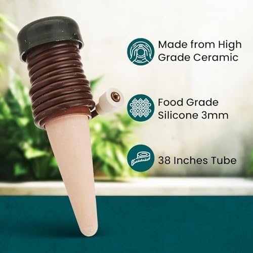 Blumat Classic Self-Watering Stakes - Automatic Drip Irrigation System for Indoor Plant Watering & Outdoor - Water Drip Solution for Potted Plants - Slow Release Stakes, 2 Pack, w Adapter