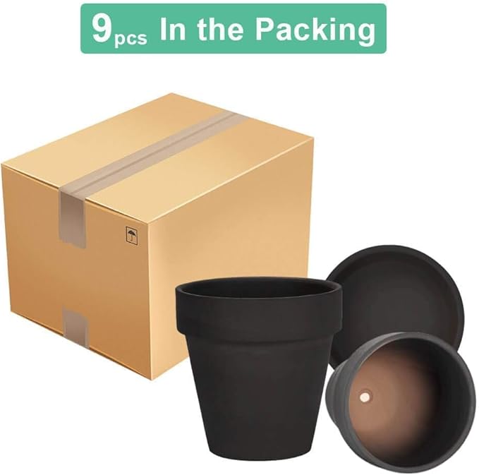vensovo 3 inch Black Terracotta Clay Pots for Plants with Saucer - 12 Pack Small Terra Cotta Planter Great for Garden Windowsill Indoor & Outdoor Wedding Favors Gifts