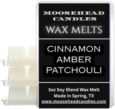 Moosehead candles Cinnamon Amber Patchouli Wax Melts 4 Pack – Double Strength Luxury Holiday Fragrance | Long Lasting Fall & Winter Aromatherapy Scent | Handcrafted, Beautifully Packaged,