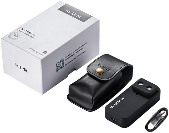 In.Licht Ultra Well Certified Human-Centric Handheld Health Light Meter – Measures EML, CS, CCT, LUX, CRI, Rf & Rg, Flicker Index | Lightweight Lux Meter & Spectrometer for Light Designers (Black)