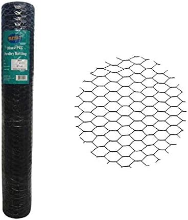PVC Hexagonal Poultry Netting Chicken Wire 48 inches x 50 feet x 1 inch Mesh 20GA Black