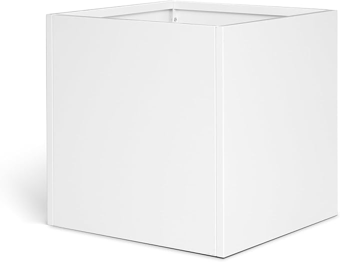 GZGNEEVL White Outdoor Planter Square Steel Planters Galvanized Steel Planter Box 20 Inch Indoor Metal Large Planters Cube Heavy Duty Modern Commercial Residential for Trees Patio Yard Garden