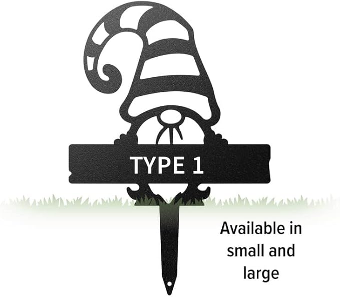 RealSteel Customizable Gnome Seed & Plant Markers – Durable Metal Garden Stakes for Herbs, Fruits & Vegetables – Weatherproof Tags for Farmhouse & Greenhouse Décor (Type 1, Large)