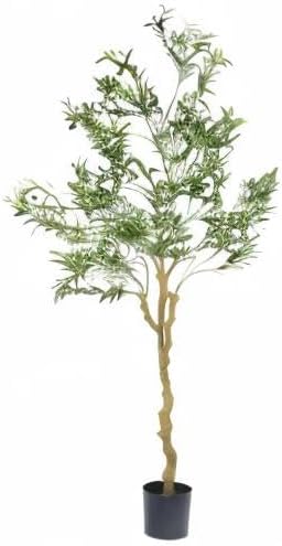 Nafresh Tall Faux Olive Tree，7ft（84in） Realistic Potted Silk Artificial Indoor with Green Leaves and Big Fruits for Home Office Living Room Bedroom Stairs Foyer Decor.