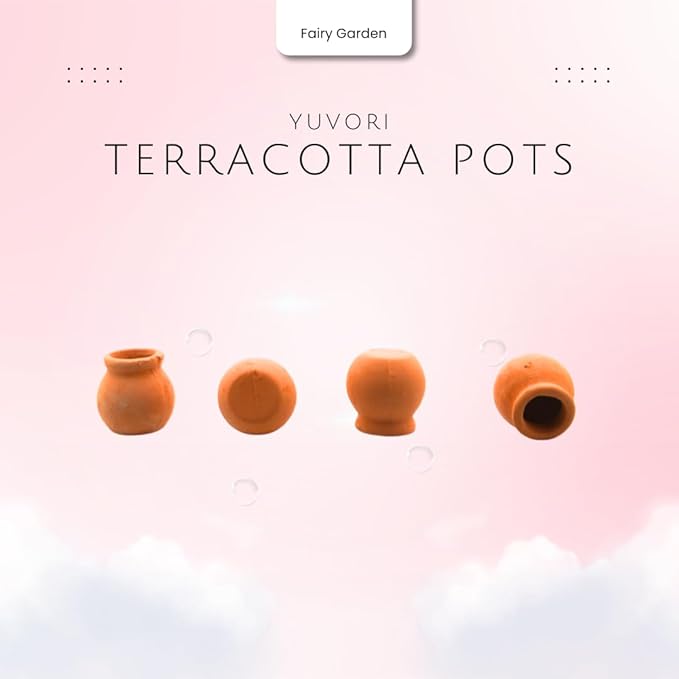 Yuvori Mini Terracotta Pots – Small Clay Flower Pots for Succulents, Cactus, DIY Crafts, Fairy Garden, School Projects, Mini Planters – Set of 20 (Belly (No Drain Hole), 0.7 Inch)