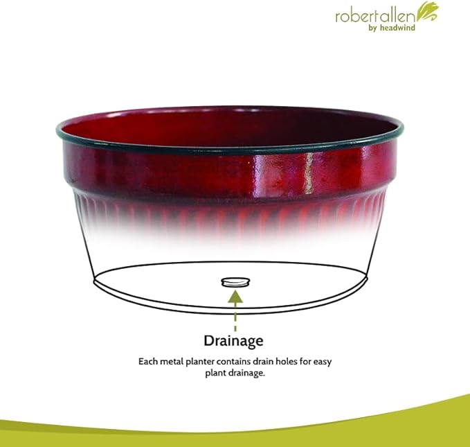 Headwind Glazed Ironstone Boutique Collection Cascade Bowl Plant Pot – Sangria Color 8 Inch Pot for Indoor Plants - Planters for Indoor Plants - Ideal Succulent Planters by Robert Allen
