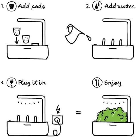 Click & Grow Indoor Herb Garden Kit with Grow Light | Smart Garden for Home Kitchen Windowsill | Easier Than Hydroponics Growing System | Vegetable Gardening Starter (3 Basil Pods Included), White