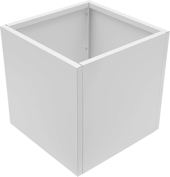 DYNAMI Square Planter Box,20x20x20in Steel Metal Planters Large Cube Plant Pot for Outdoors,Modern Heavy Duty Flower Pot for Patio, Deck, Yard, Garden (White, 20in)