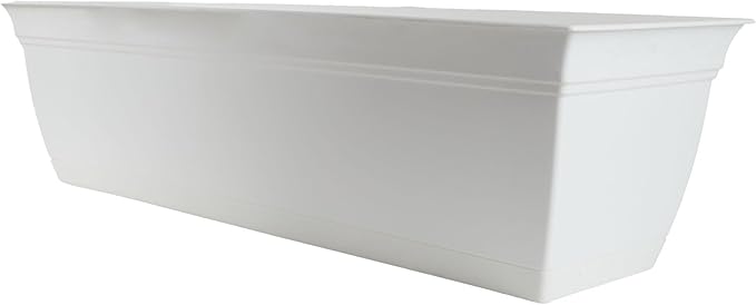 The HC Companies ECW30000A10 Indoor Outdoor 30 Inch Eclipse Series Window Flower Garden Ornamental Planter Box with Removable Attached Saucer, White