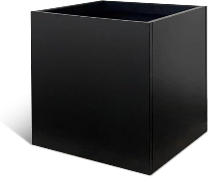 GZGNEEVL Galvanized Steel Black Planter Box Square 27.6 in Metal Large Planter Box Outdoor Indoor Huge Cube Heavy Duty Flower Pot Modern Commercial Residential for Patio, Yard, Garden