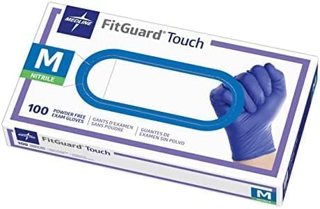 FITGUARD Medline Touch Nitrile Exam Gloves,Medium,Powder Free,Disposable,Not Made with Natural Rubber Latex,Excellent Sense of Touch for Medical Tasks,Durable for Household Chores,(Pack of 1000)