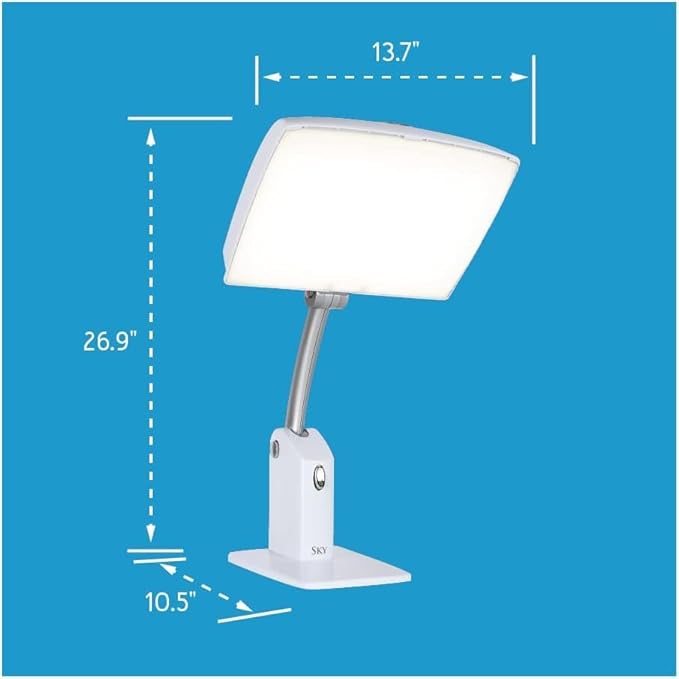 Carex Day-Light Sky Bright Sunlight Therapy Lamp, 10000 LUX Therapy Lamp at 12 Inches, LED Bright White Light with Adjustable Height and Brightness Levels for Mood, White