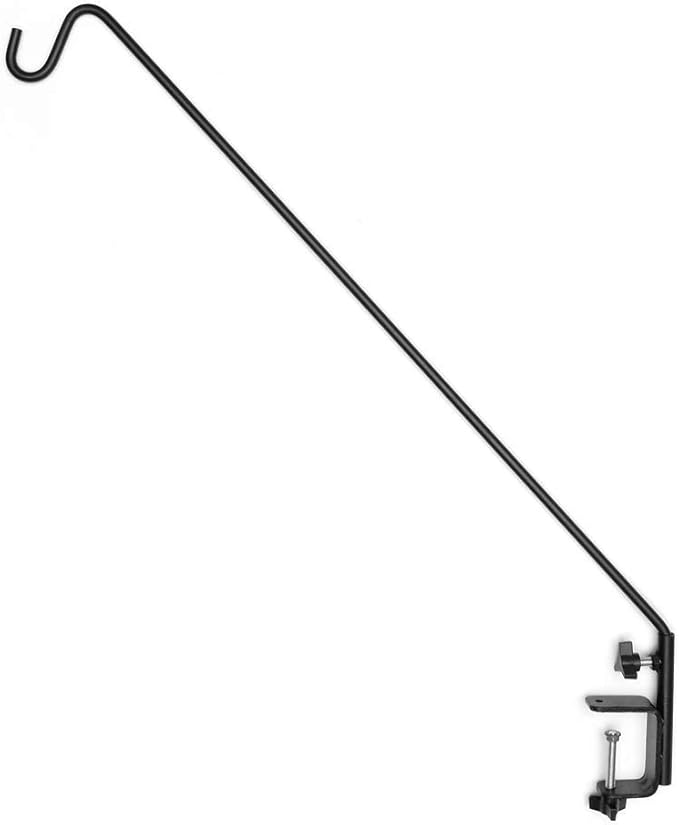AshmanOnline Ashman Deck Hook (1 Pack, 49-Inch Deck Hook), Double Forged Solid Metal Single Piece Rod, Ideal for Bird Feeders, Plant Hangers, Coconut Shell Hanging Baskets, and Lanterns.