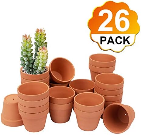 BLQH [26 Pack] 4" Planter Nursery Pots Terracotta Pot Clay Ceramic Pottery Cactus Flower Pots Succulent Plants Garden Pot (4")