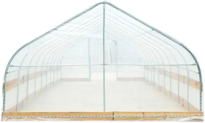 12x40ft Premium Tunnel Greenhouse 6mil Strong EVA Film Galvanized Rustproof Frame Crank-Activated Roll Up Sides Angled Peak Roof