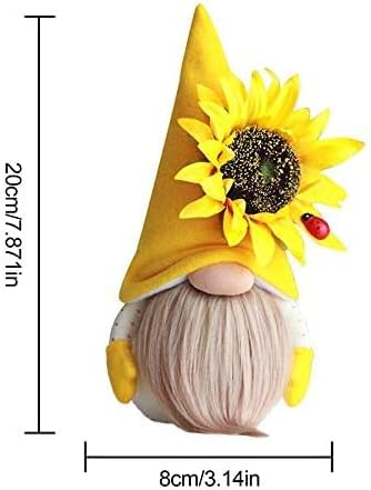 Gnome Plush Decorations for Home, Spring Summer Sunflower Gnome Decor, Handmade Faceless Plush Doll, Easter Gnomes Ornaments for Home Office Festival Decor (Black+Yellow)
